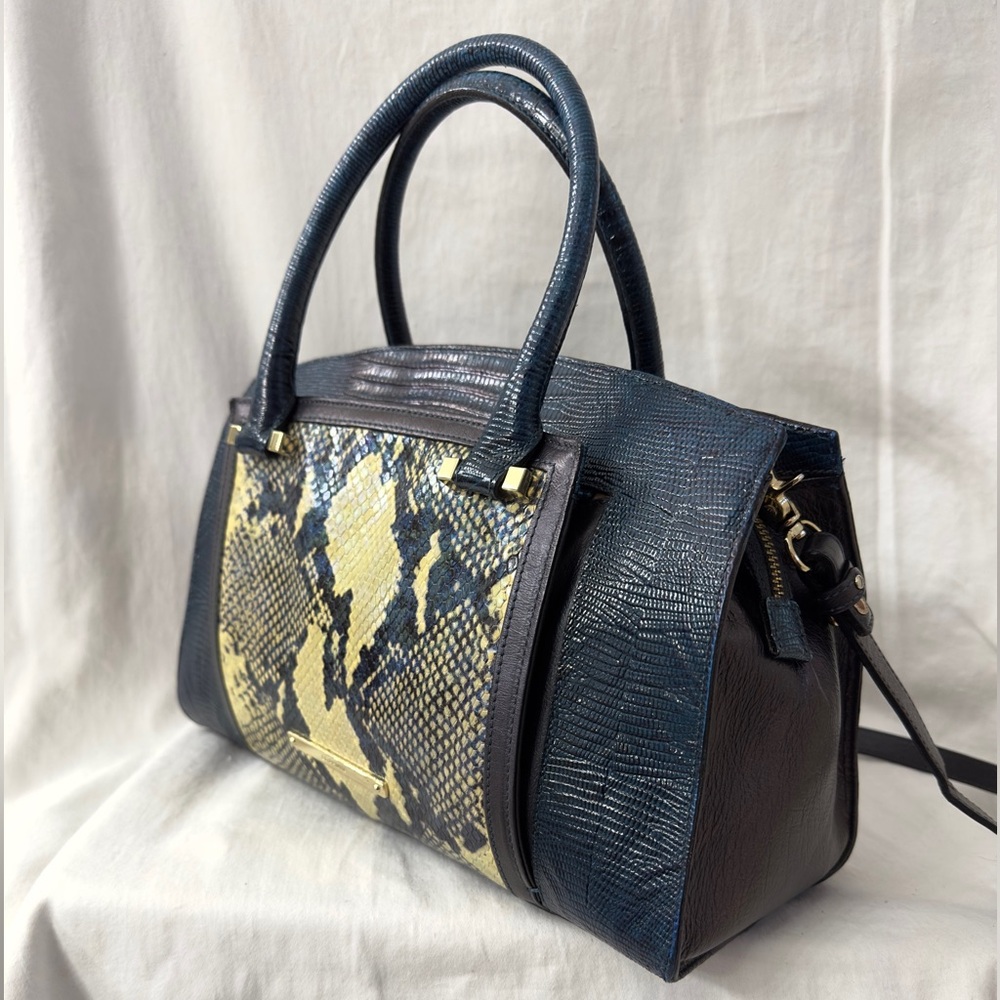 Brahmin Rare Greta Lizard & Python/Snakeskin Opal… - image 3